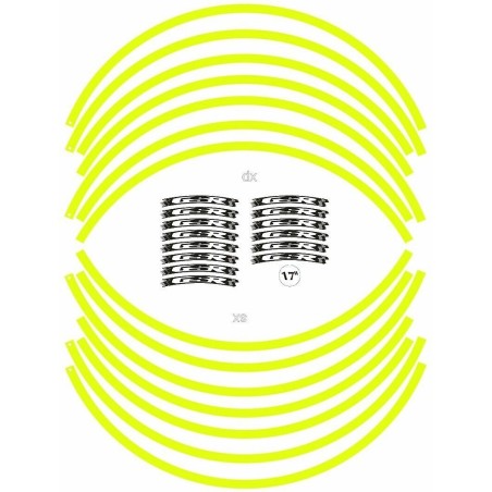 KIT STRISCE ADESIVE compatibili per CERCHI 17 MOTO SUZUKI GSR - GIALLO FLUO